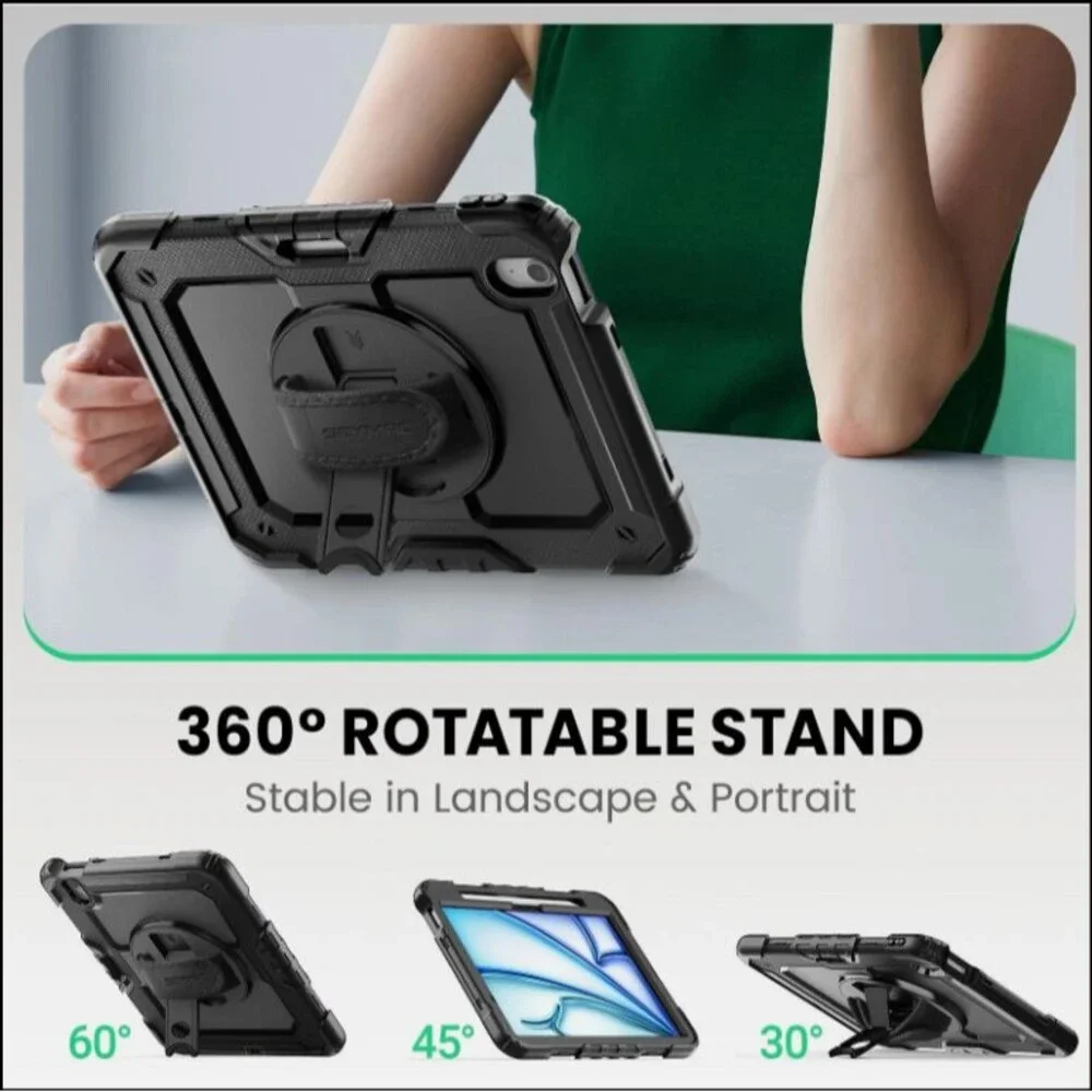 SEYMAC Case for iPad Air 11 Inch M4 / M3 / M2 (2026/2025 / 2024), Heavy Duty ...